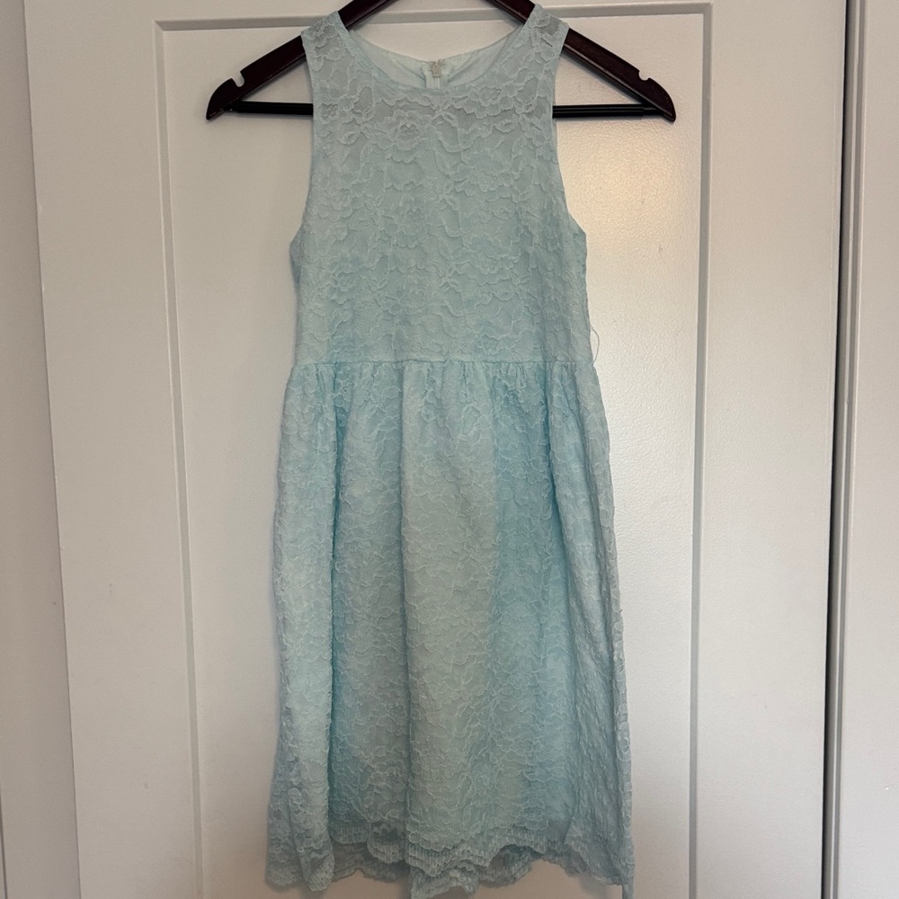 Sleeveless Lace Kids Dress - Light Blue
